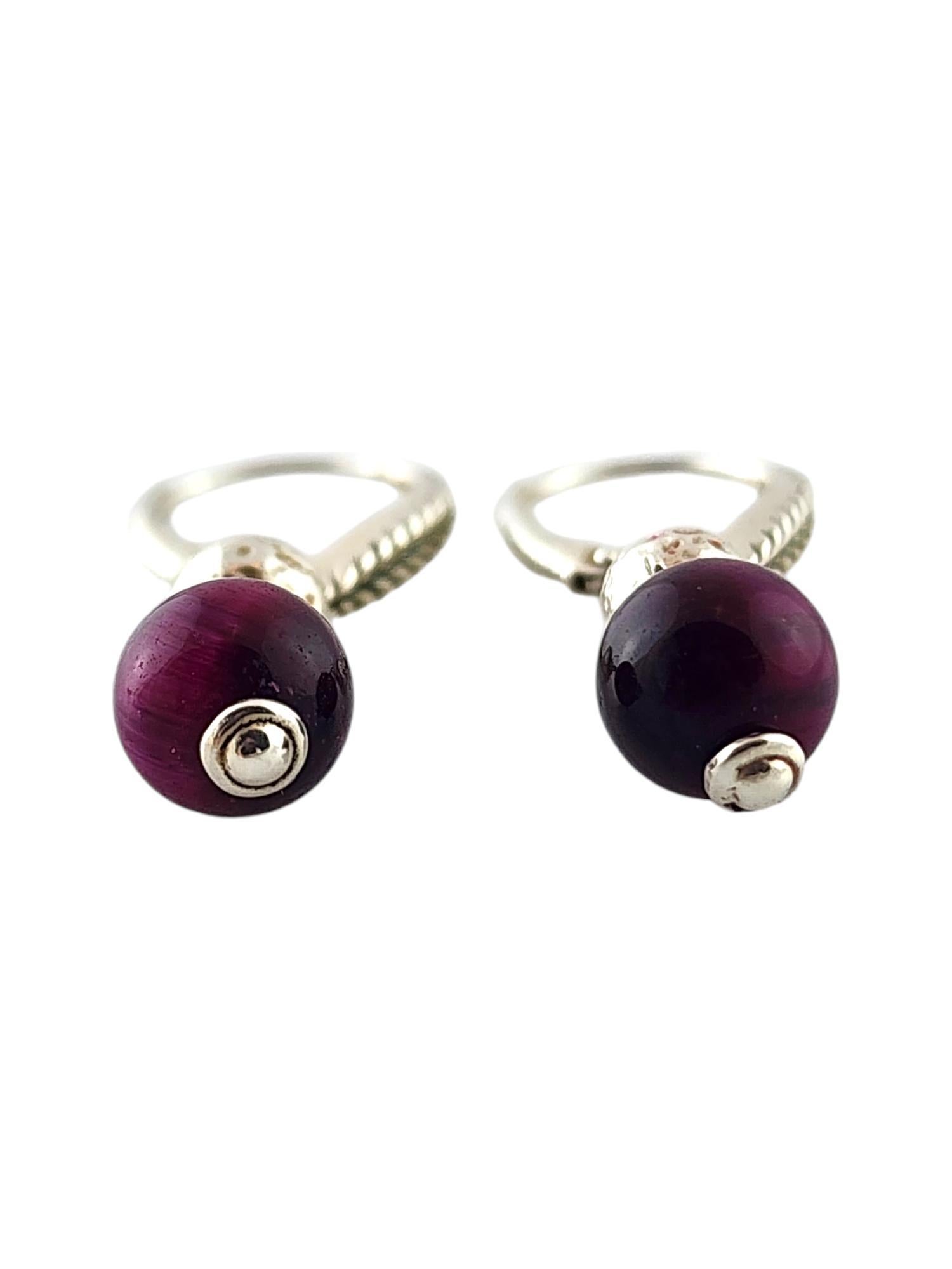 Women's JAi John Hardy Sterling Silver Pinkish Purple Bead Dangle Earrings #18413