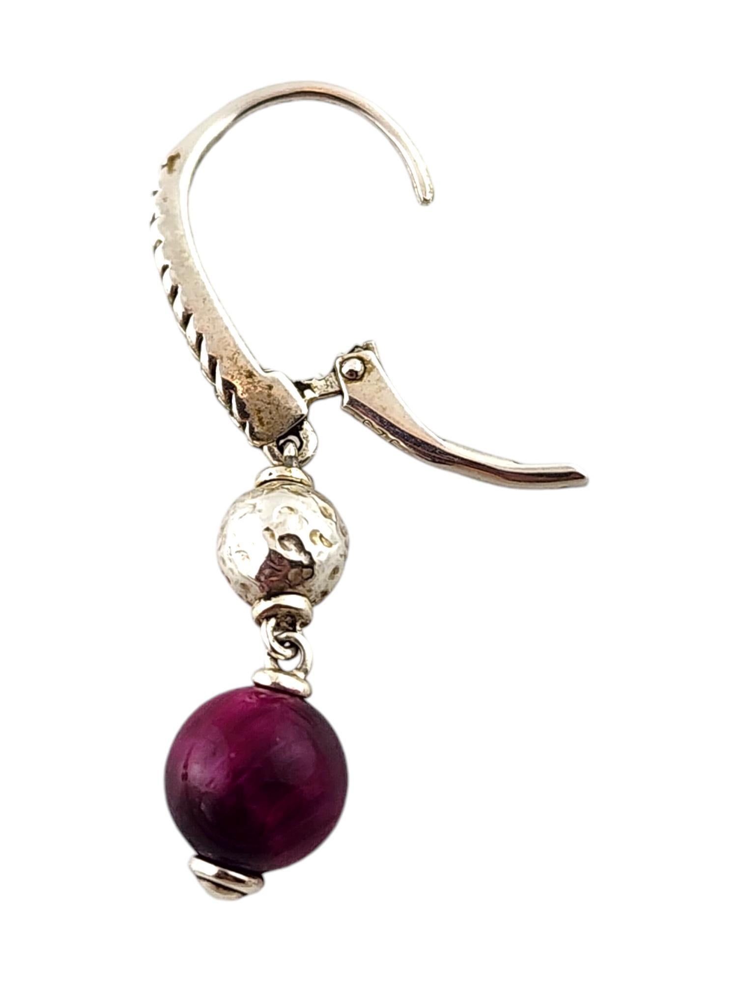 JAi John Hardy Sterling Silver Pinkish Purple Bead Dangle Earrings #18413 1