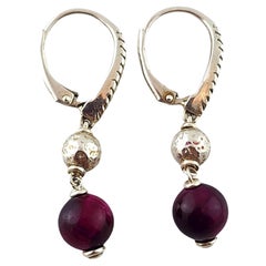 JAi John Hardy Sterling Silver Pinkish Purple Bead Dangle Earrings #18413