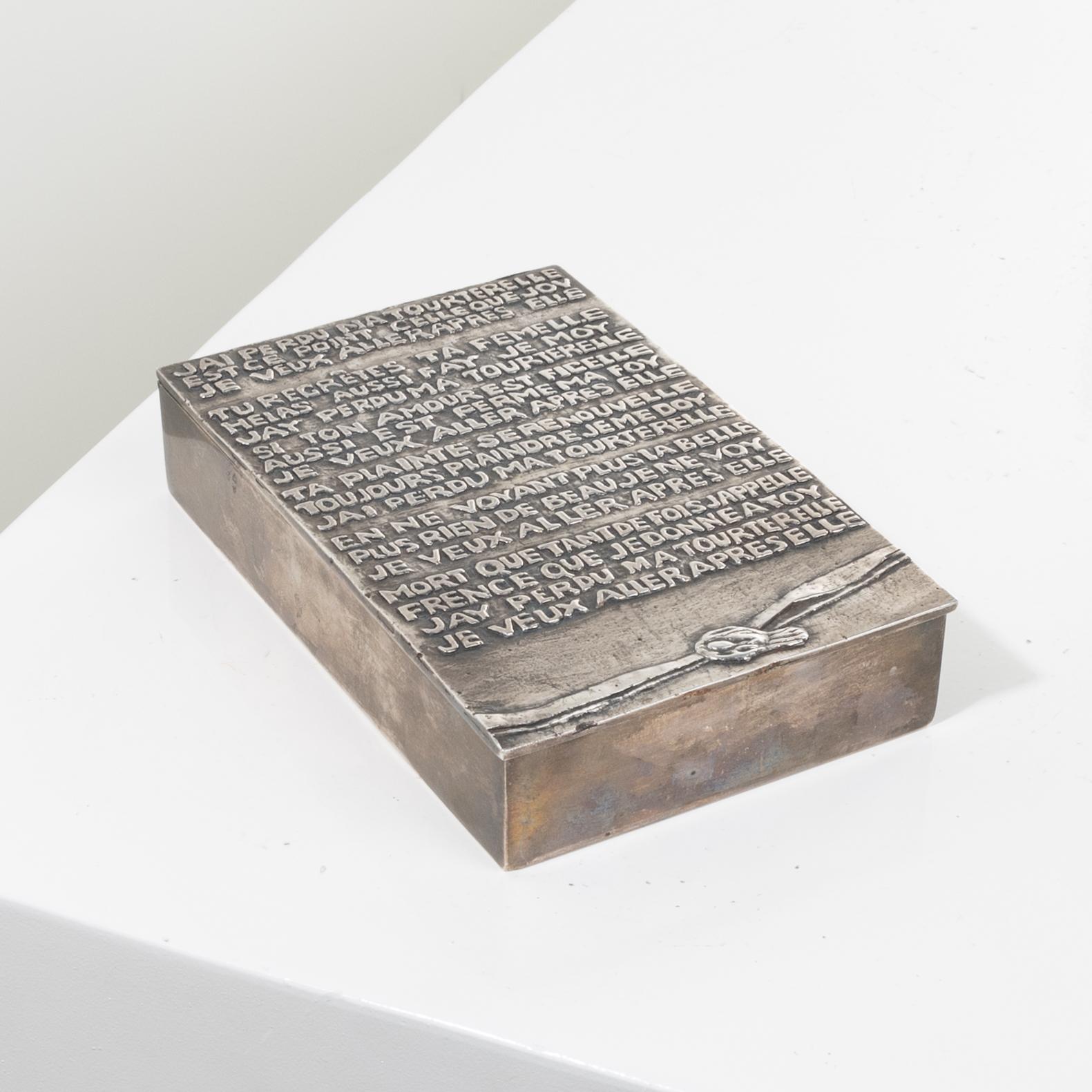 Mid-Century Modern J’ai perdu ma tourterelle by Line Vautrin – Box in silvered bronze en vente