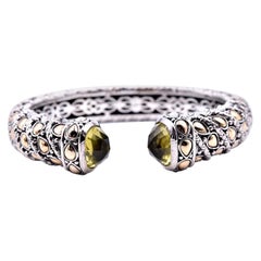 JAI Sterling Silver and 14 Karat Yellow Gold Lotus Petal Cuff Bracelet