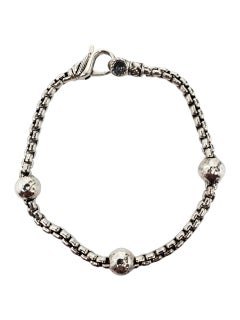 JAI Bracciale Station con perline Box Link in argento sterling #23768