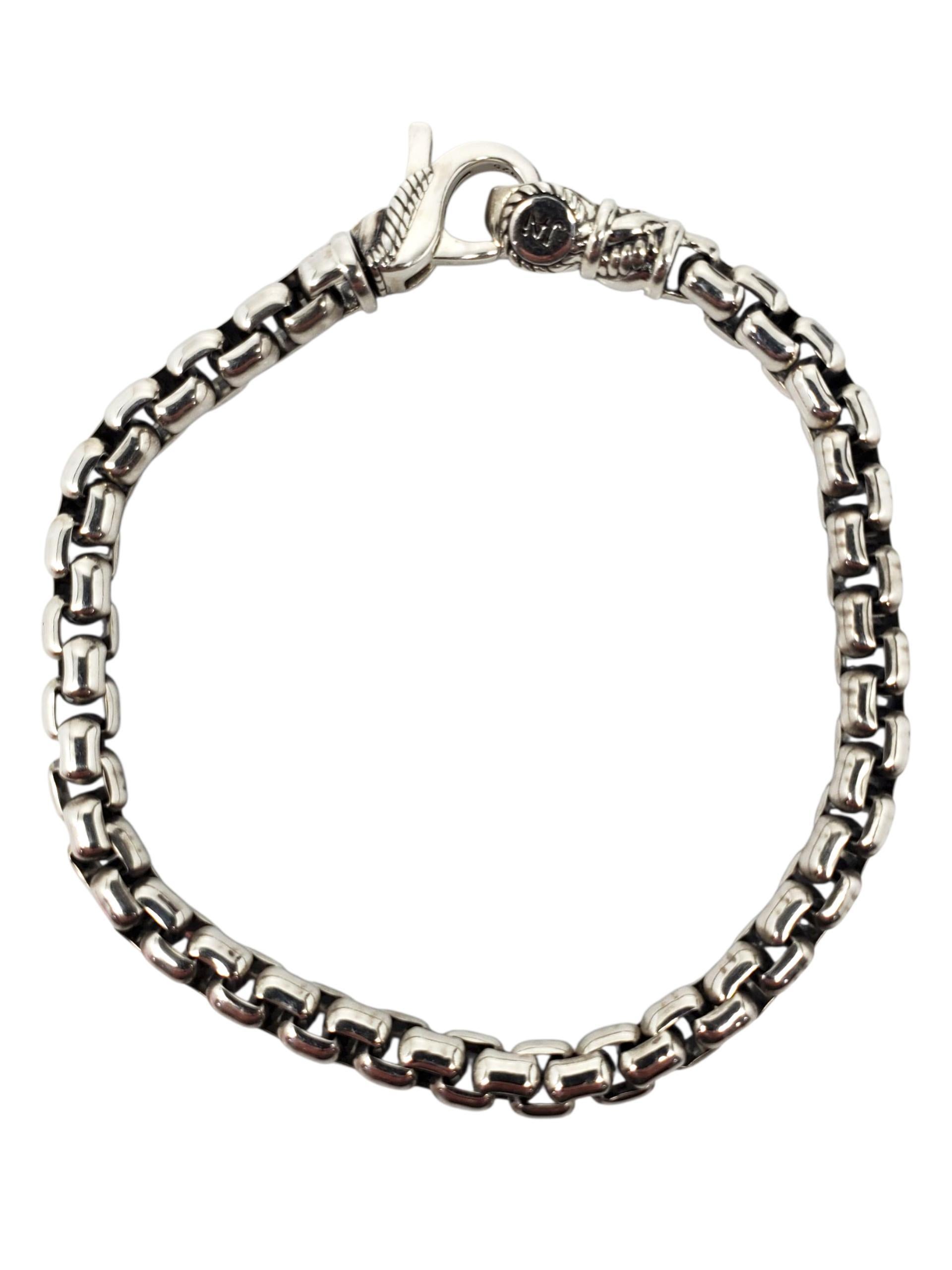 A Silver Silver Box Link Chain Bracelet #23769 en vente 5