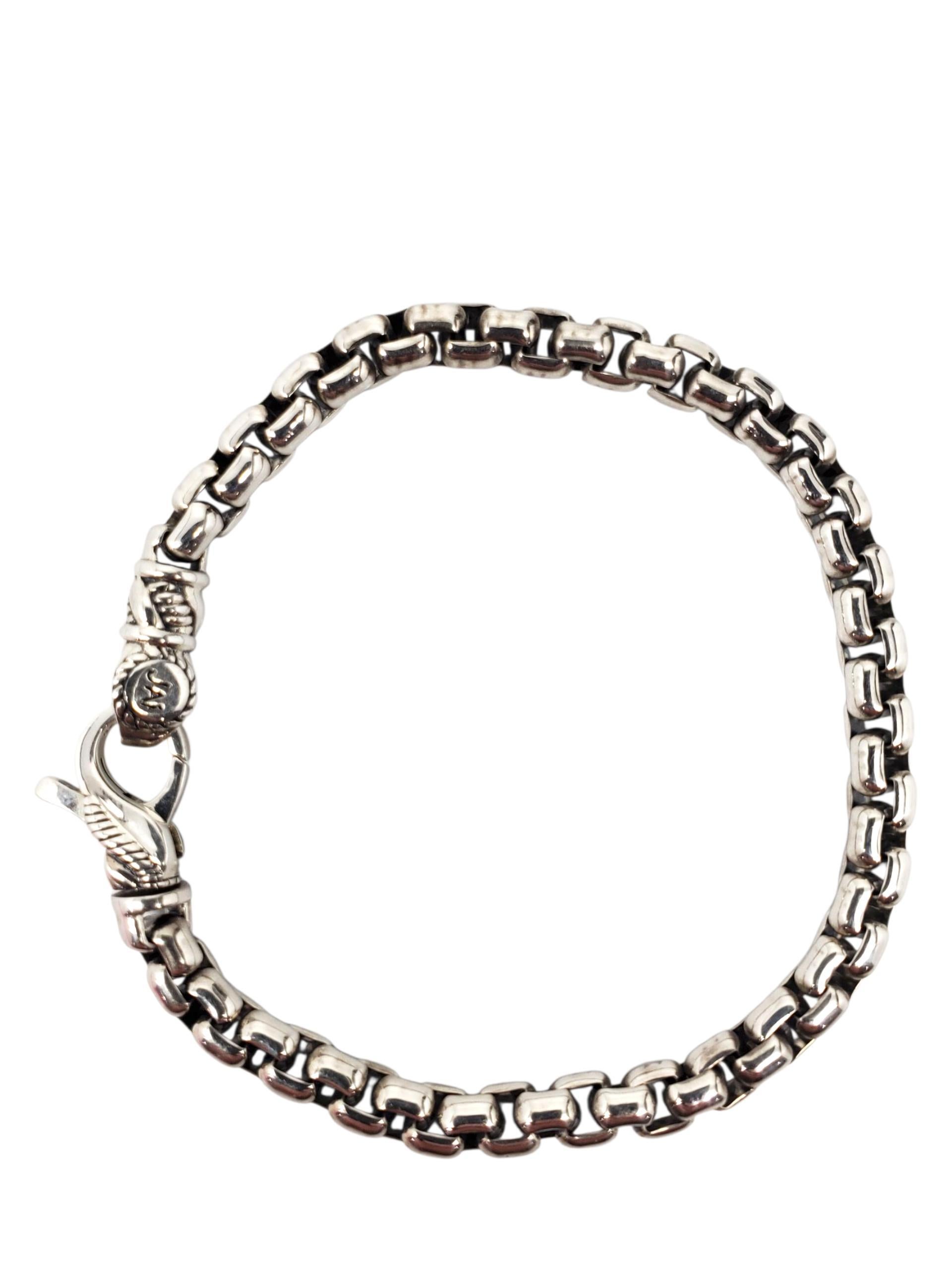 A Silver Silver Box Link Chain Bracelet #23769 en vente 6