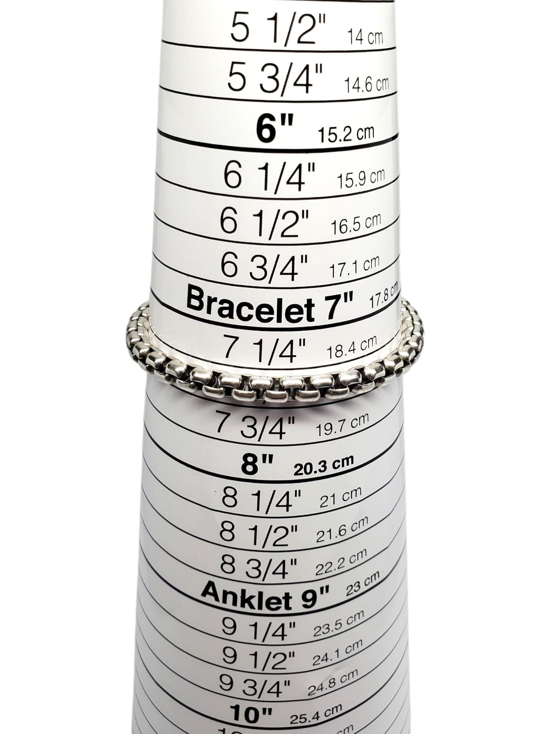 A Silver Silver Box Link Chain Bracelet #23769 en vente 4