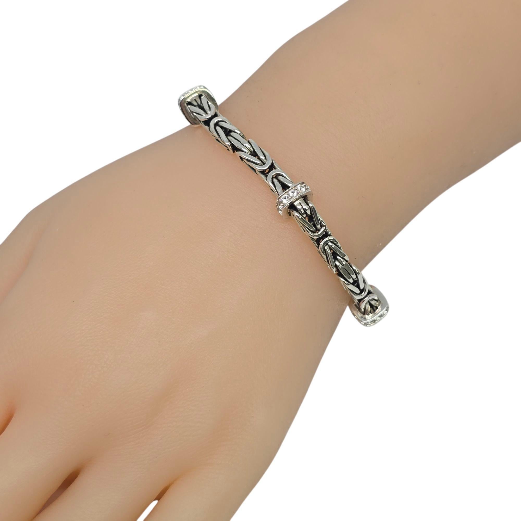 JAI Sterling Silver Byzantine Pave White Topaz Station Bracelet #22215 For Sale 5