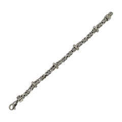 JAI Sterling Silver Byzantine Pave White Topaz Station Bracelet #22215