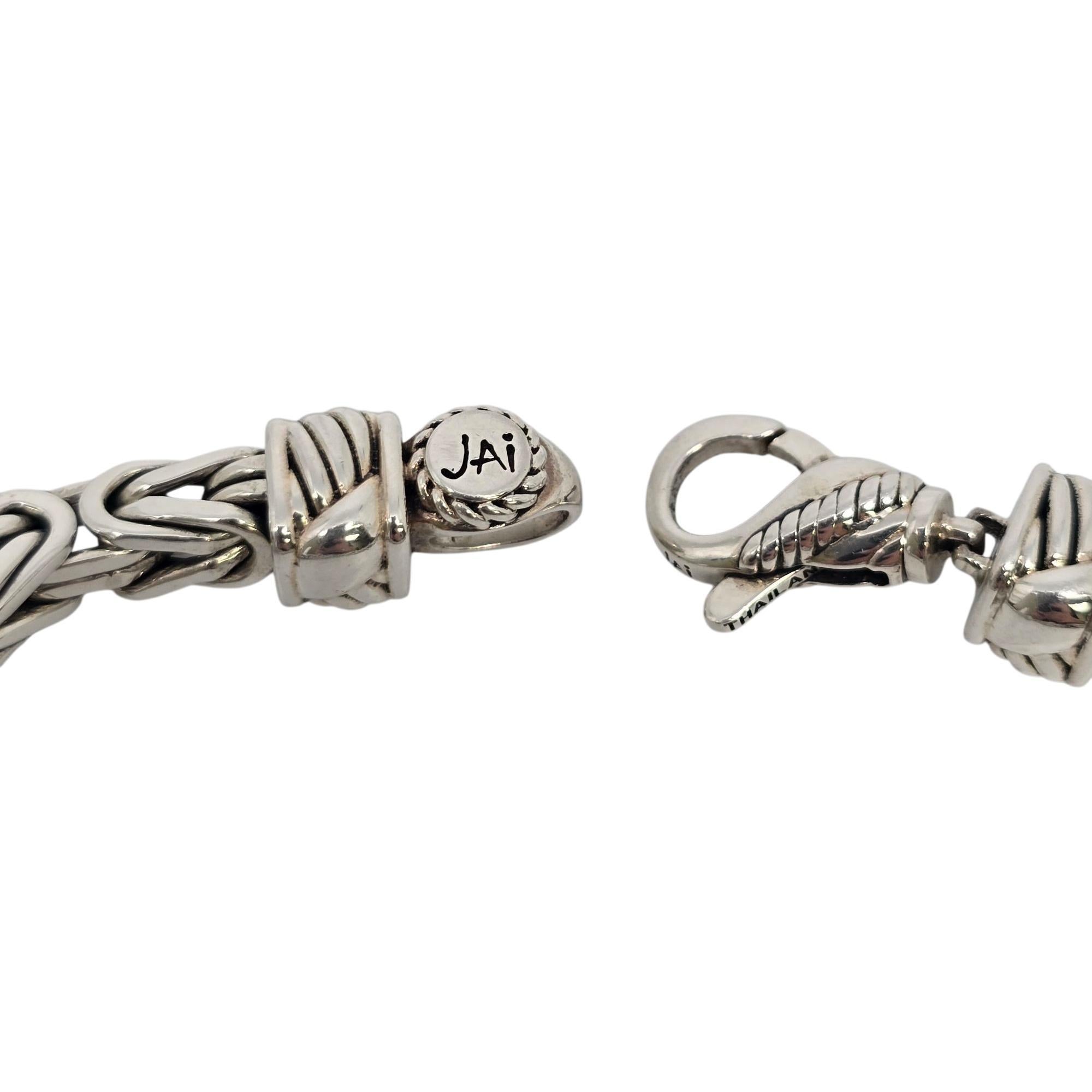 JAI Sterling Silver Byzantine Pave White Topaz Station Bracelet #22215 For Sale 2