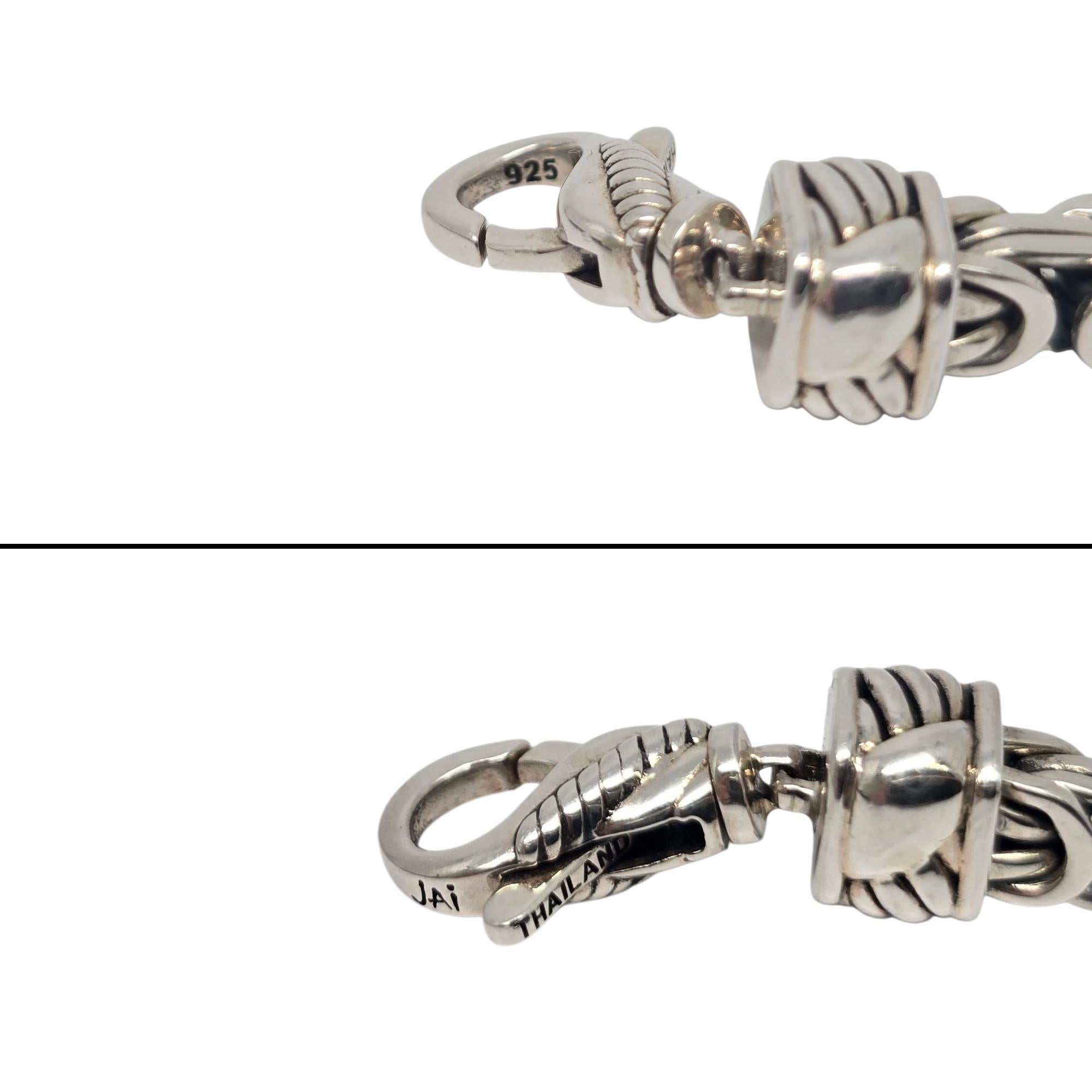 JAI Sterling Silver Byzantine Pave White Topaz Station Bracelet #22215 For Sale 3