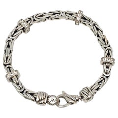 JAI Sterling Silver Byzantine Pave White Topaz Station Bracelet #22215