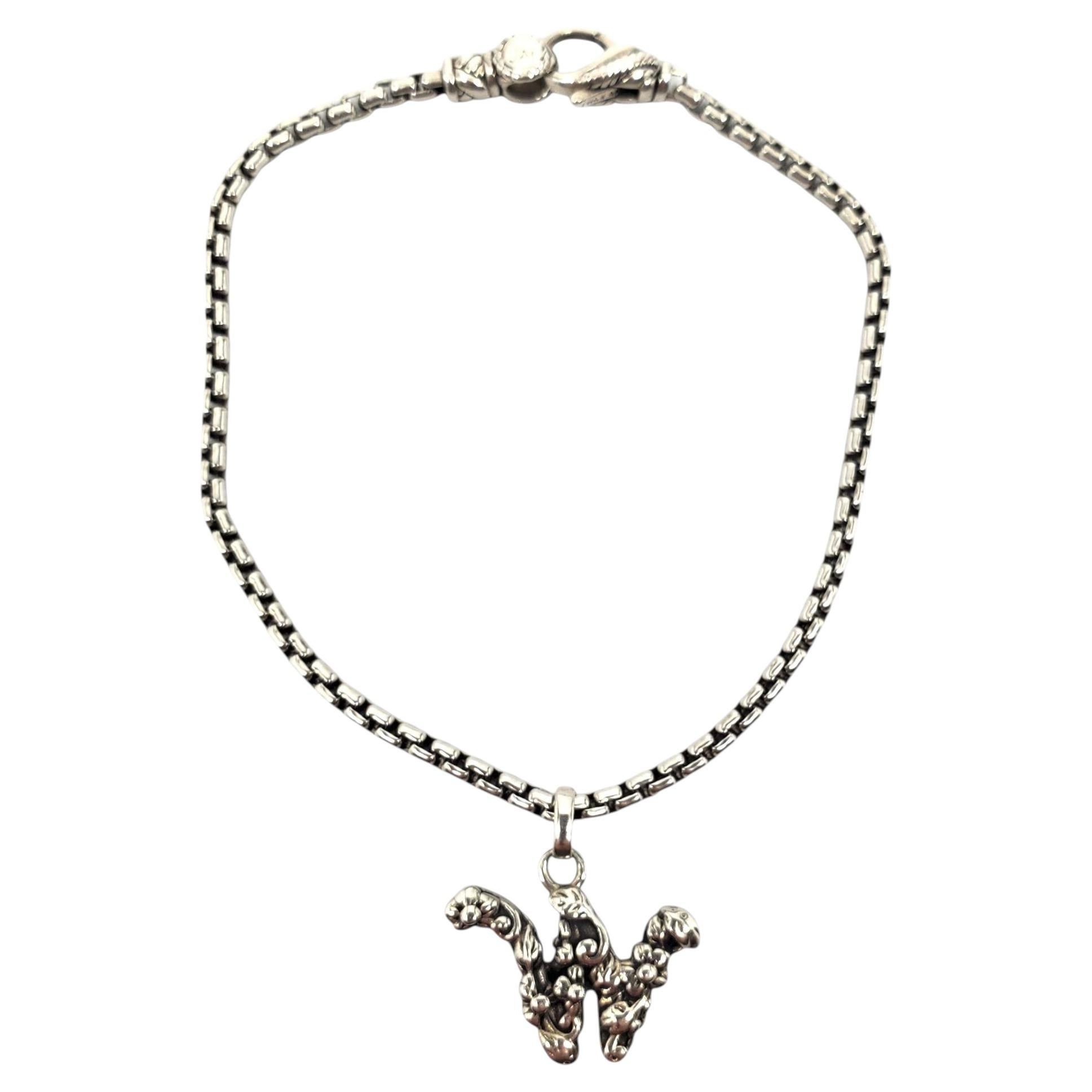 JAI Sterling Silver Initial W Charm Bracelet #24596 For Sale