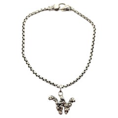 JAI Sterling Silver Initial W Charm Bracelet #24596