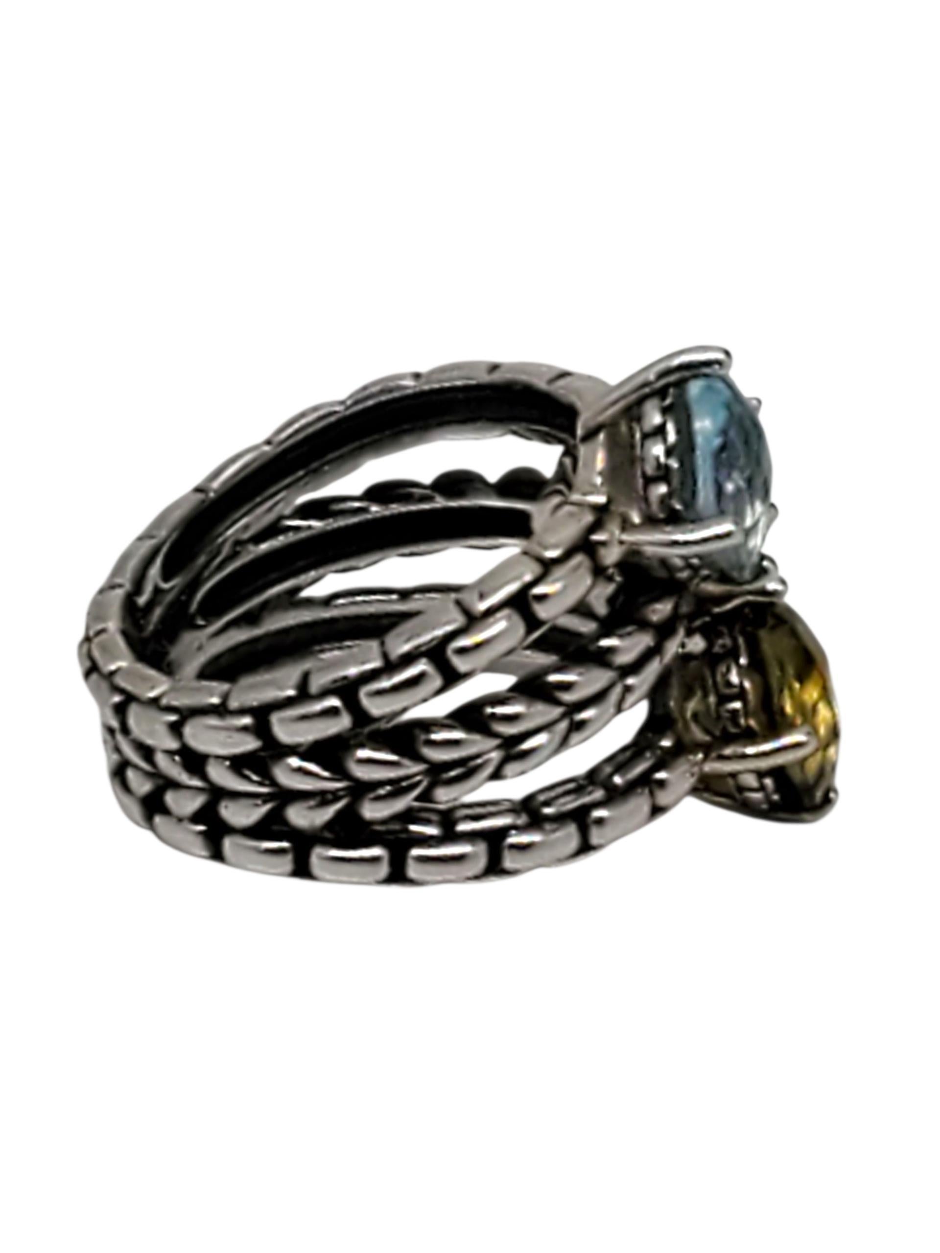 JAI Sterling Silber mehrfarbig Kissenschliff Ring Größe 6 #23459 im Zustand „Gut“ im Angebot in Washington Depot, CT