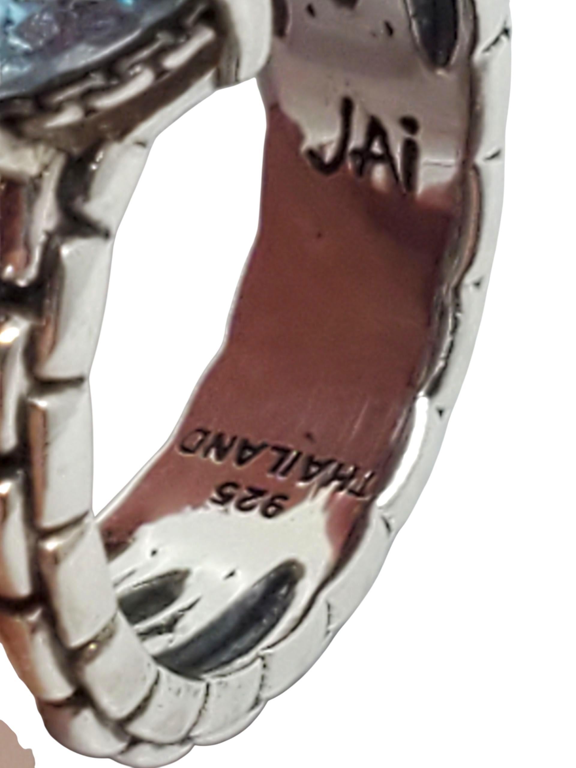 JAI Sterling Silber mehrfarbig Kissenschliff Ring Größe 6 #23459 im Angebot 1