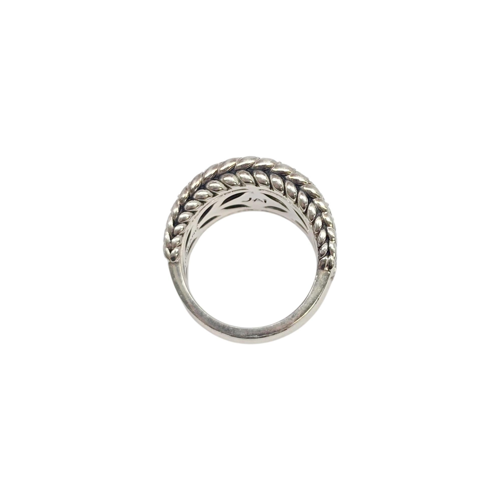 Women's JAI Sterling Silver Pave White Topaz Basketweave Saddle Ring Size 8 #22212 For Sale