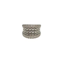 JAI Sterling Silver White Topaz Basketweave Saddle Ring Size 8 #24884