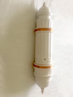 Bomba Blanca 4. Ceramic mural sculpture with gold and copper details.