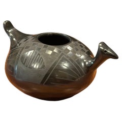 Jaime Dominguez Mata Ortiz Blackware Zoomorphic Pottery Vessel, Mexico
