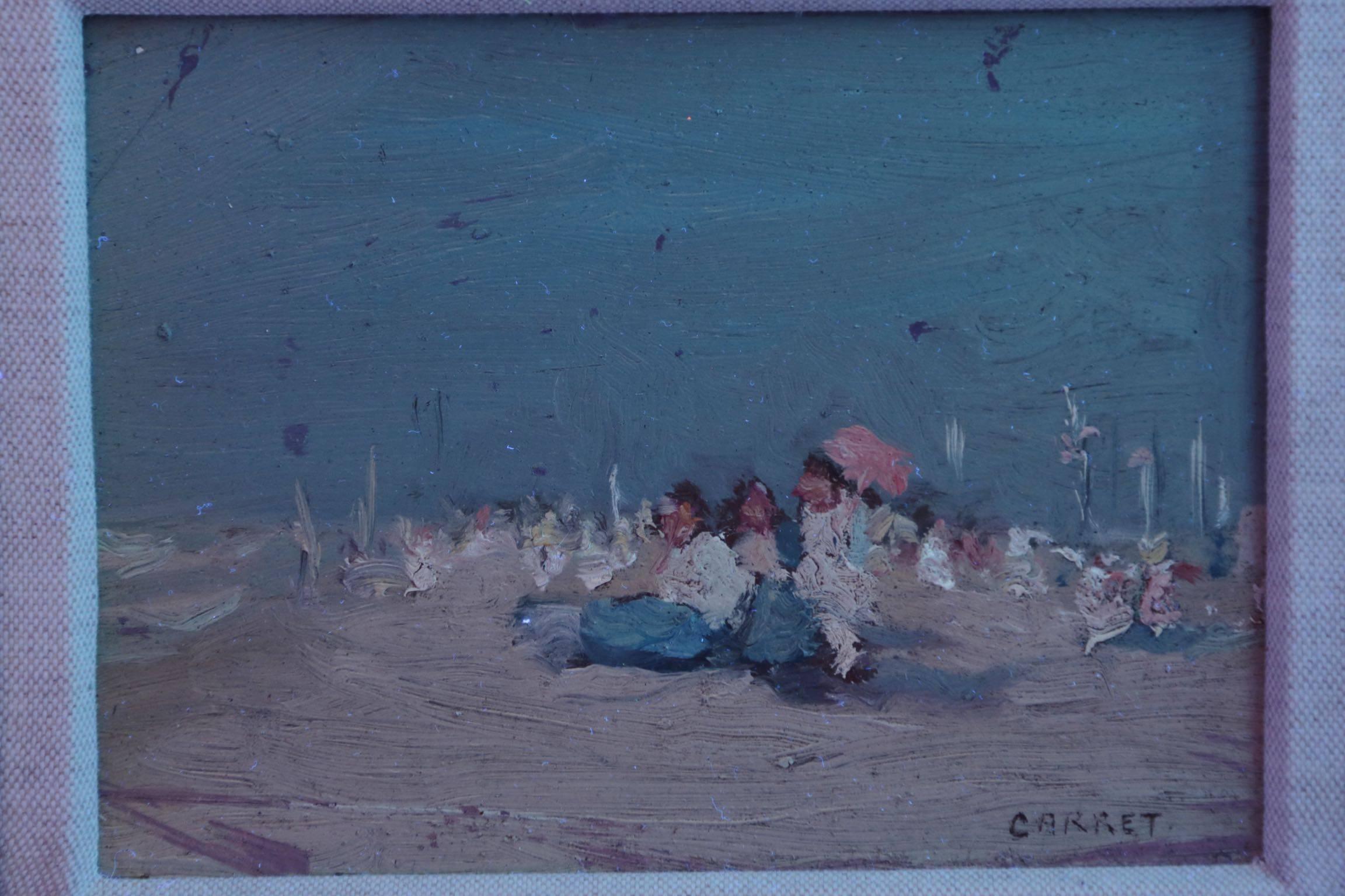 Jaime E. Carret American, 'Beach Scene' Painting in Oil on Panel 4