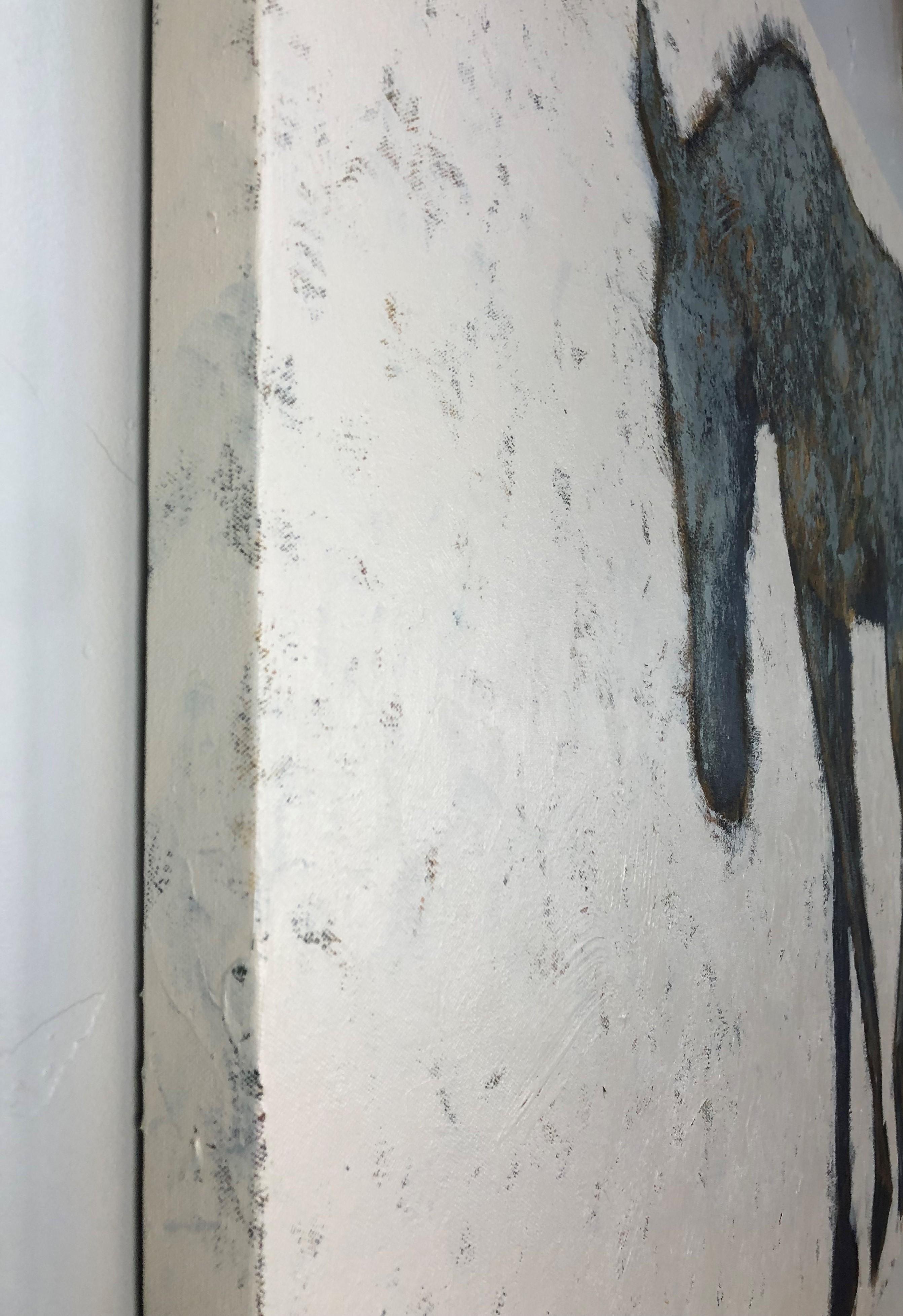 <p>Artist Comments<br>A solitary horse stands prominently against a cream-colored background. Created with multiple layers of oil paint, the artwork boasts a unique texture, revealing glimpses of vibrant hues beneath the final surface. The