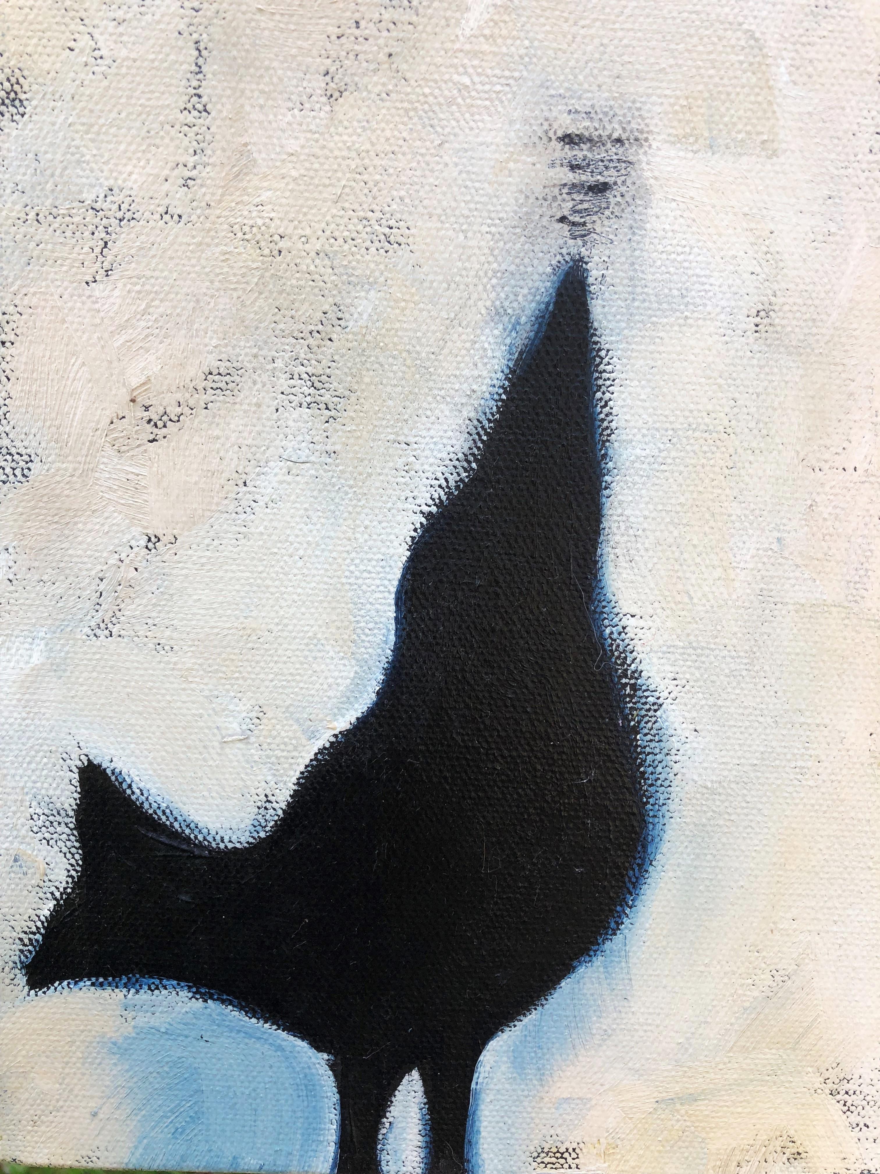 Canto de pájaro, Pintura original - Animal Painting Gris de Jaime Ellsworth