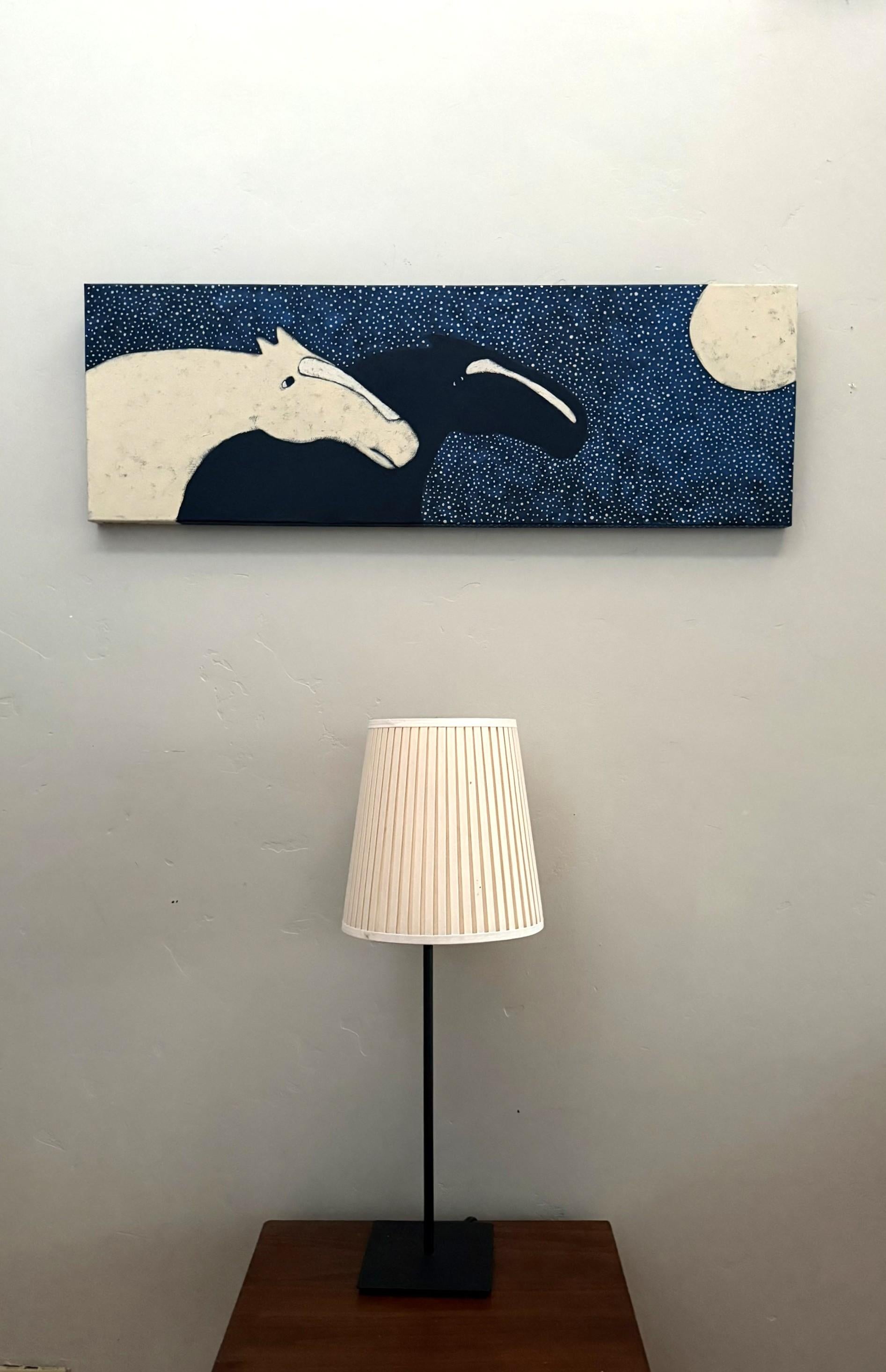 <p>Artist Comments<br>Two horses stand together in the soft light of the moon. A calm, magical feeling exudes from the star-studded sky. The horizontal format opens the space and reinforces the peaceful atmosphere of the scene.</p><br/><p>About the