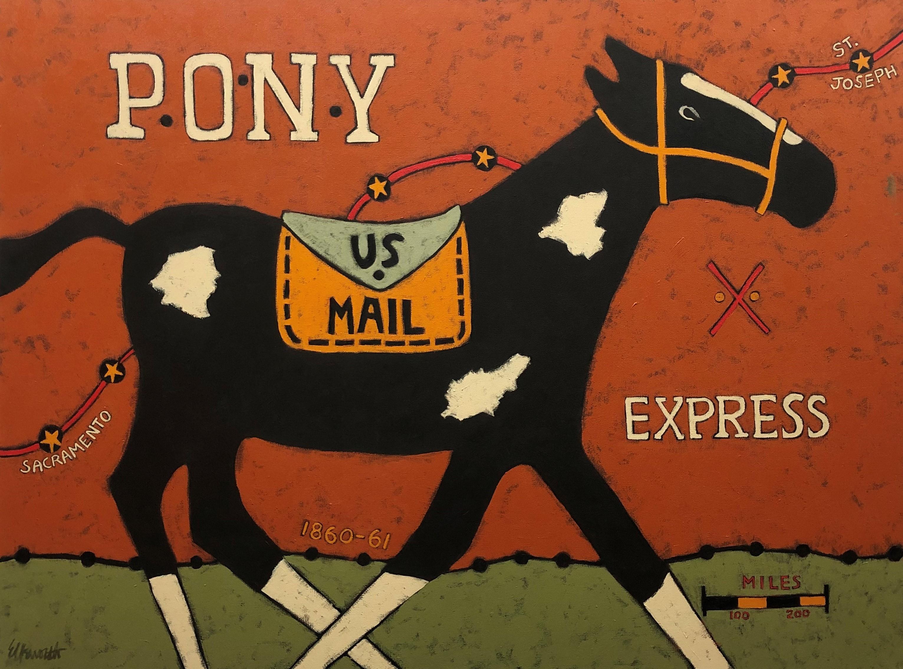 Jaime Ellsworth Animal Painting - Pony Express, Original Painting