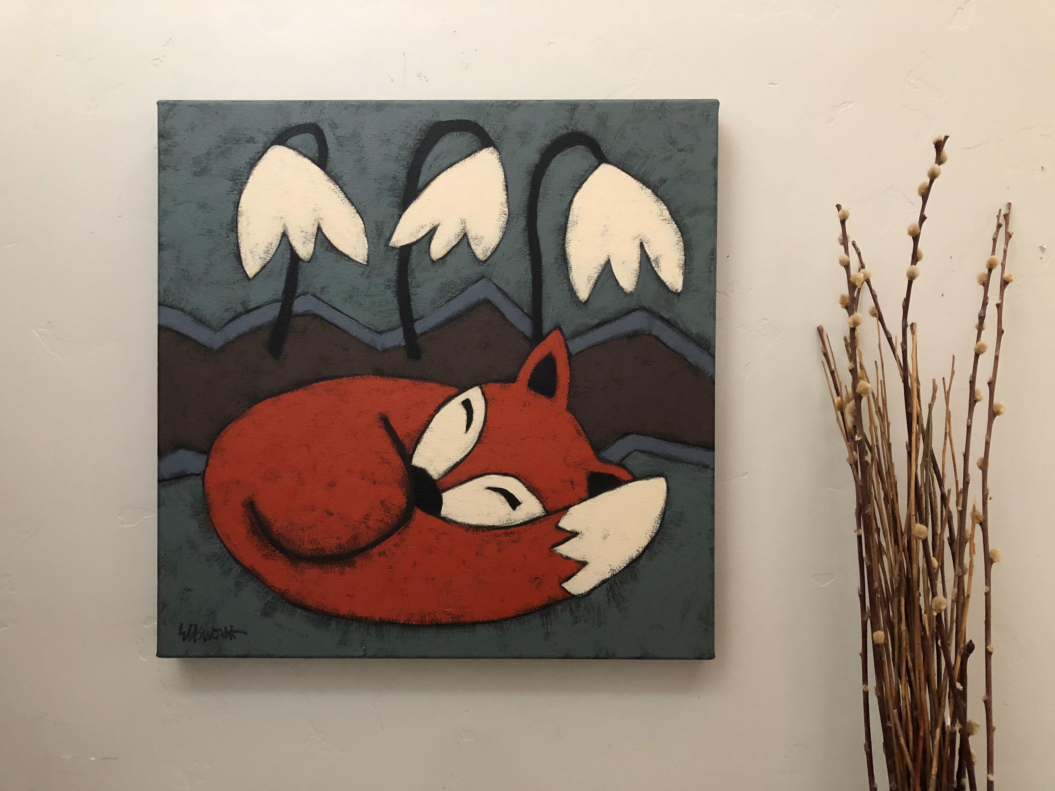 Volpe rossa, dipinto originale - Painting Outsider Art di Jaime Ellsworth