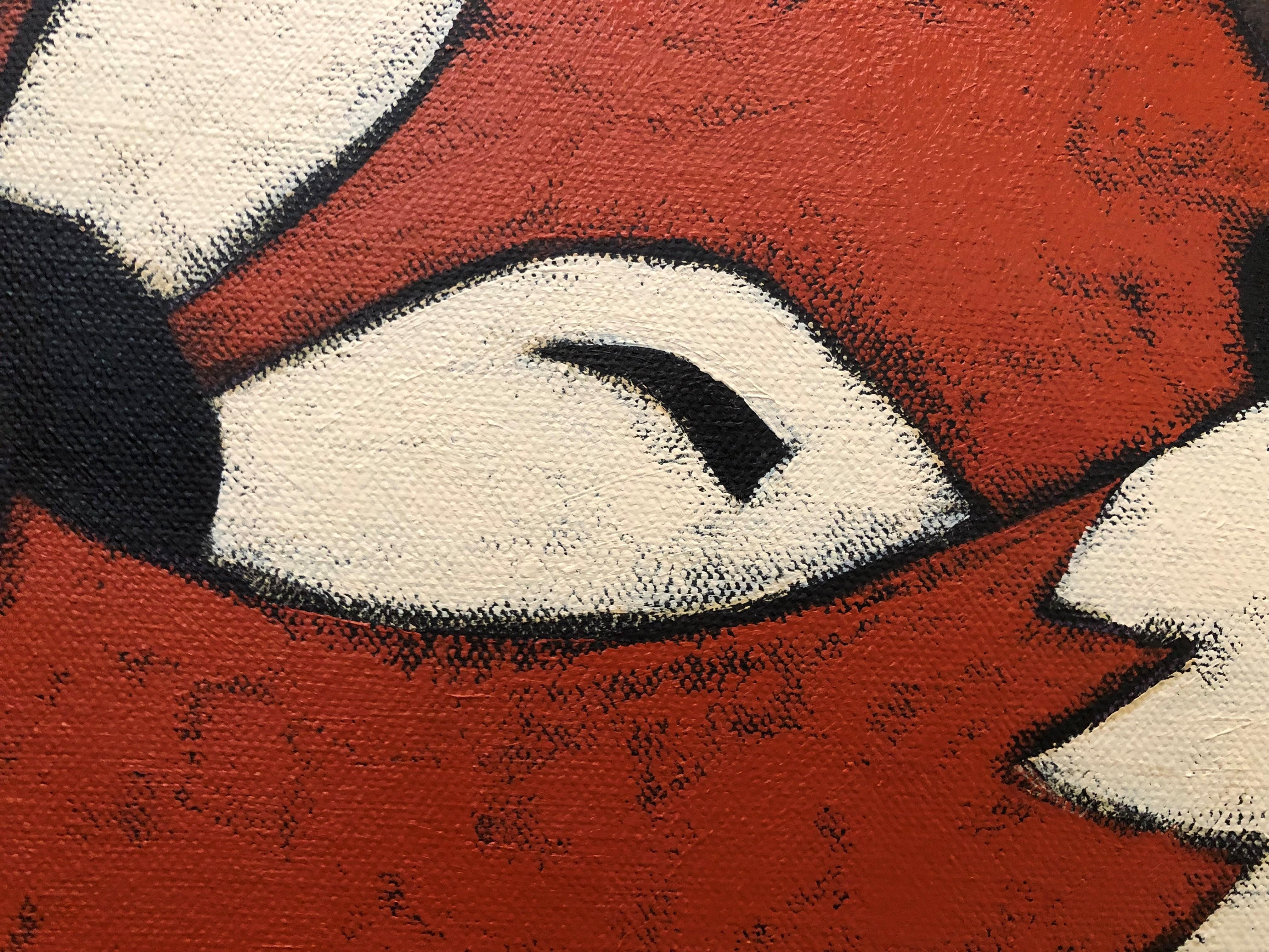 Volpe rossa, dipinto originale - Animal Painting Nero di Jaime Ellsworth