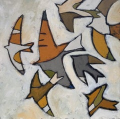 Moineaux, peinture à l'huile