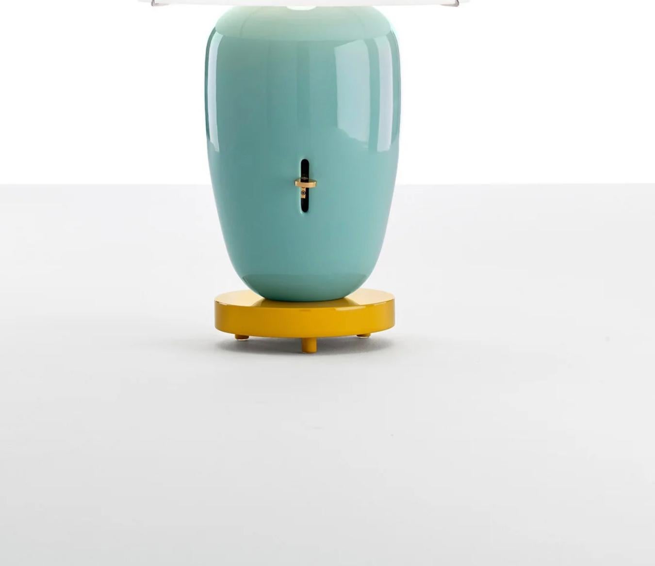 Ceramic Jaime hayan Chinoz Green - Ocre Base Table Lamp For Parachilna For Sale