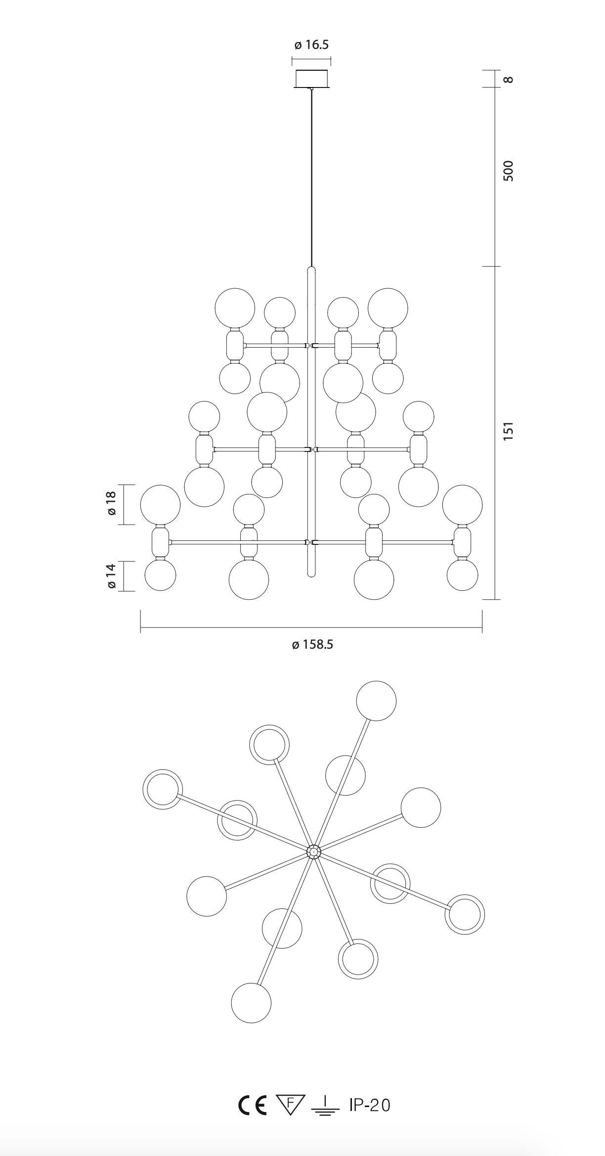 Jaime Hayon Aballs Lampadario 12 Sospensioni Dorate Per Parachilna in vendita 4