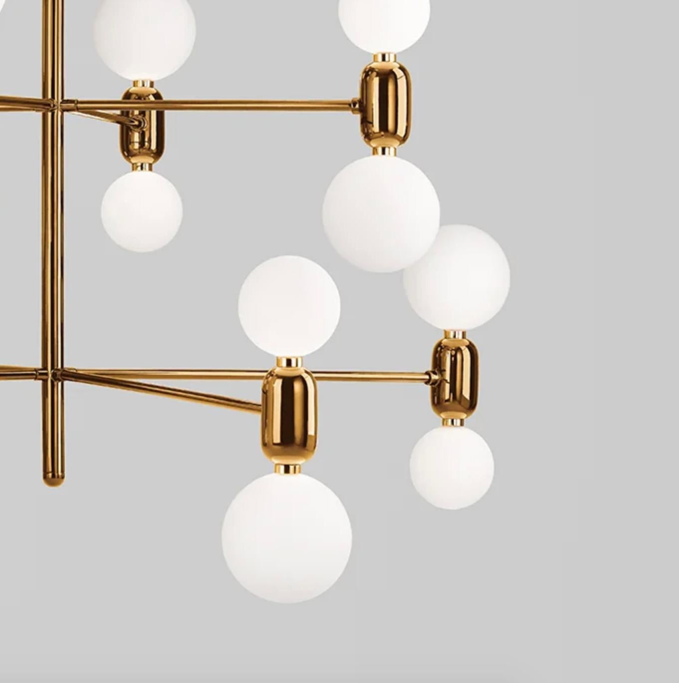 Mid-Century Modern Lustre Aballs 12 à suspension dorée de Jaime Hayon pour Parachilna en vente