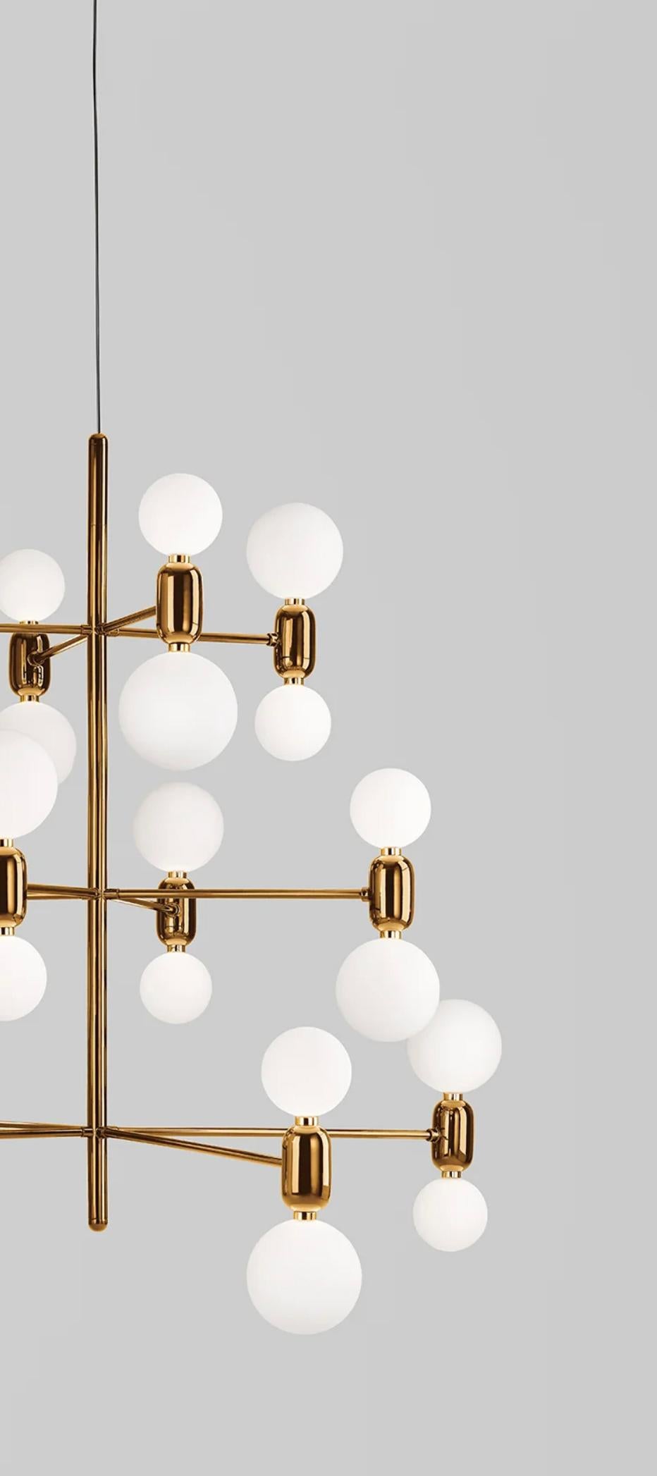 Lustre Aballs 12 à suspension dorée de Jaime Hayon pour Parachilna en vente 1