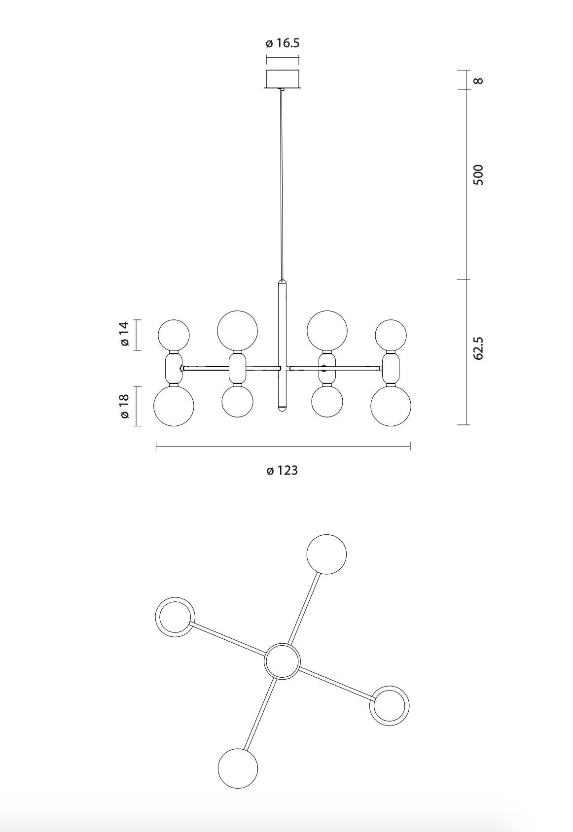 Lustre Aballs 4 à suspension dorée de Jaime Hayon pour Parachilna en vente 3