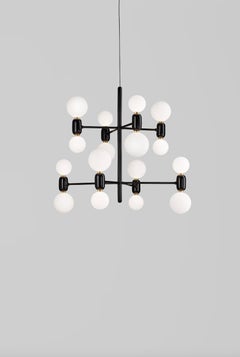 Jaime Hayon Aballs Chandelier 8 Black Suspension Lamp For Parachilna