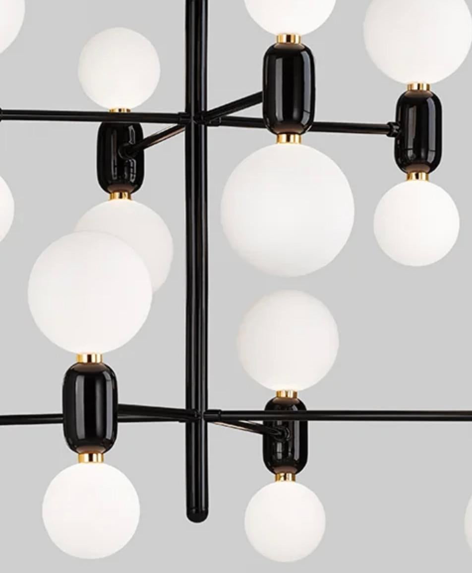 Mid-Century moderno Jaime Hayon Aballs Lampadario 8 Sospensione Nero Per Parachilna in vendita
