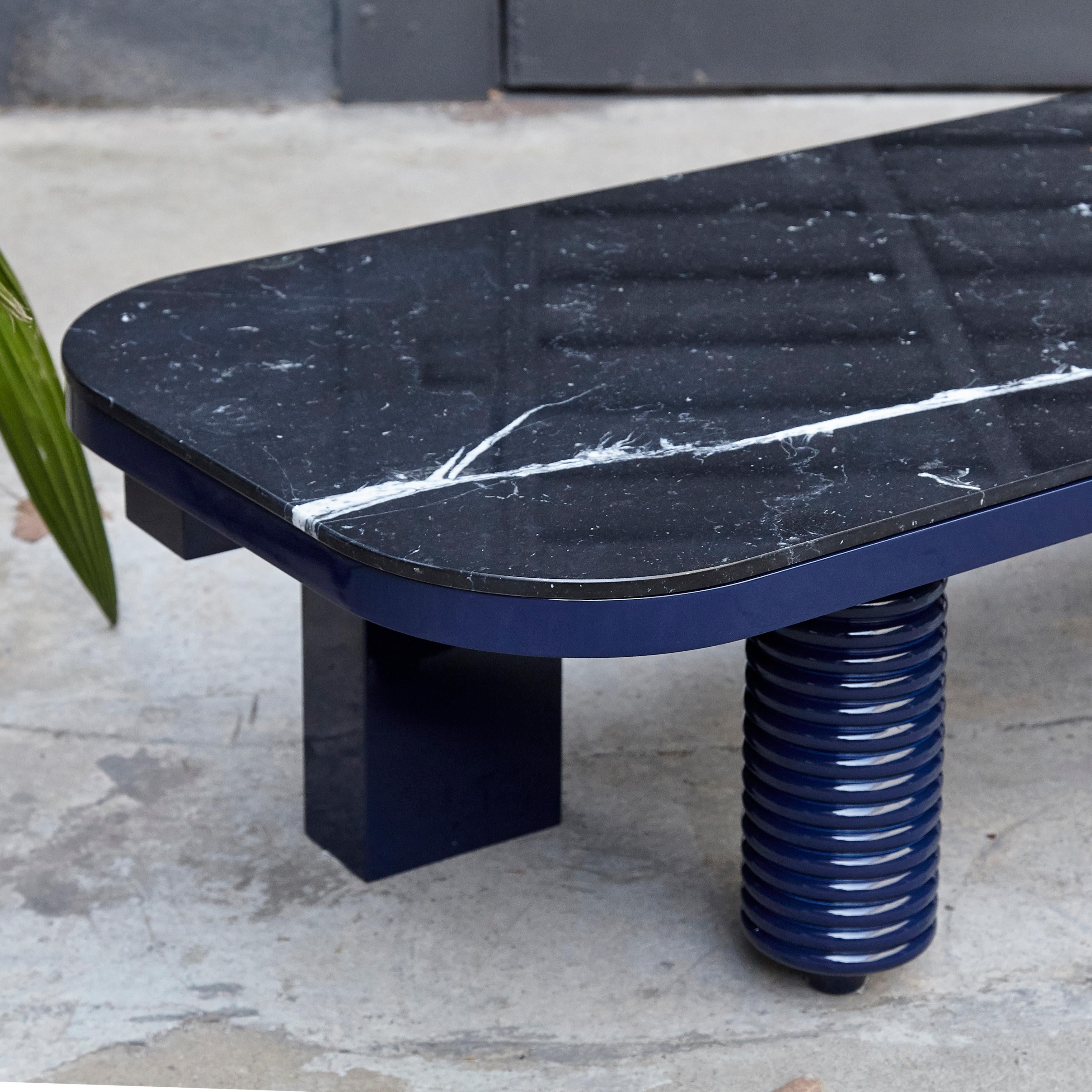 Jaime Hayon Black and Blue Marble Multileg Low Table by BD Barcelona 5