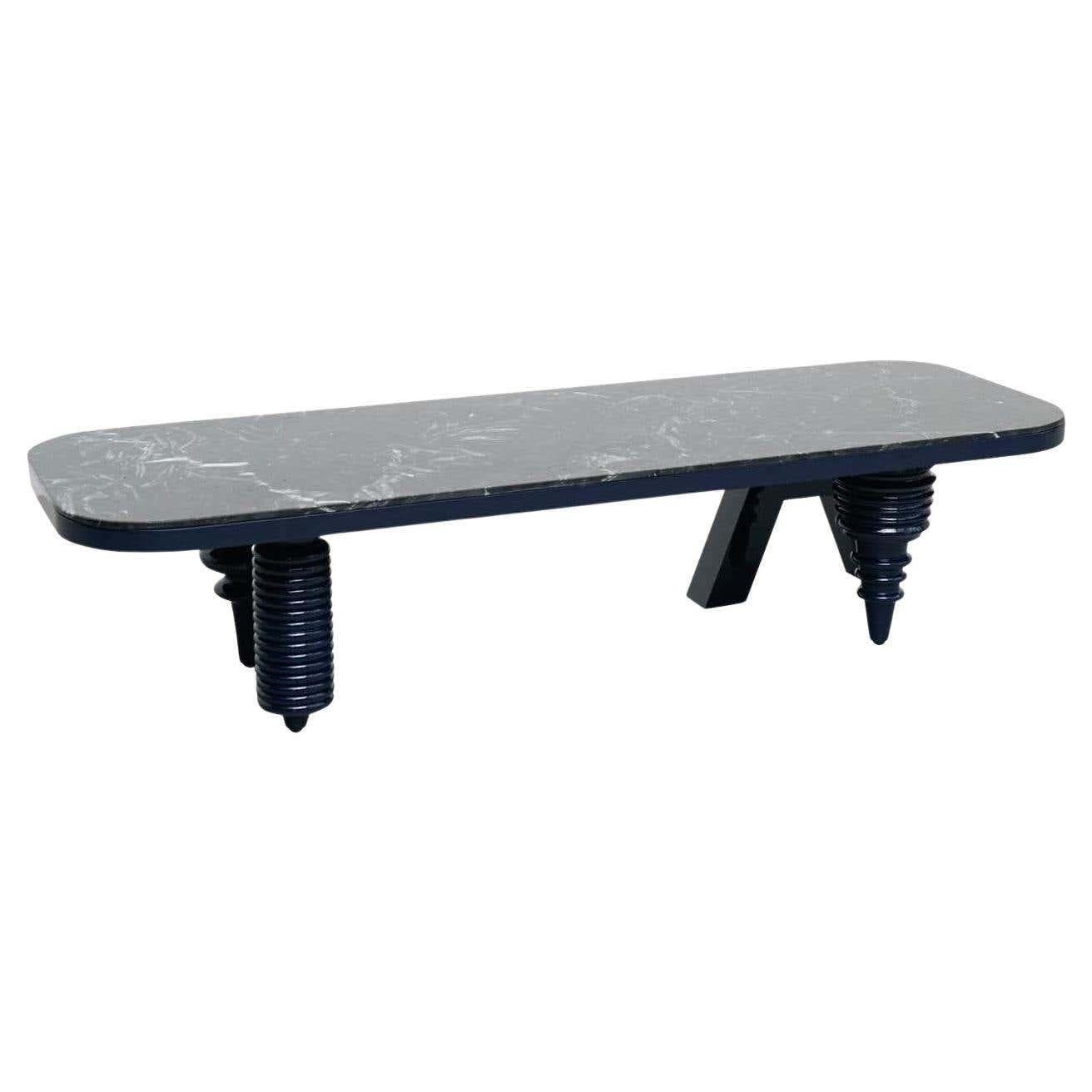 Design by Jaime Hayon, 2016
Manufactured by BD Barcelona.

Low table with rectangular black marble top. The legs have blue lacquered finishes.

Measures: D 50cm x W 150cm x H 35 cm

About the designer:
Born in Madrid in 1974, Jaime Hayon can