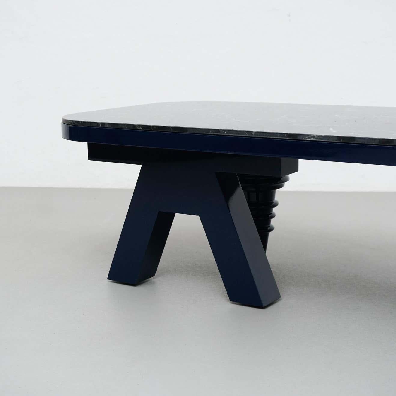 Spanish Jaime Hayon Black and Blue Marble Multileg Low Table by Bd Barcelona For Sale