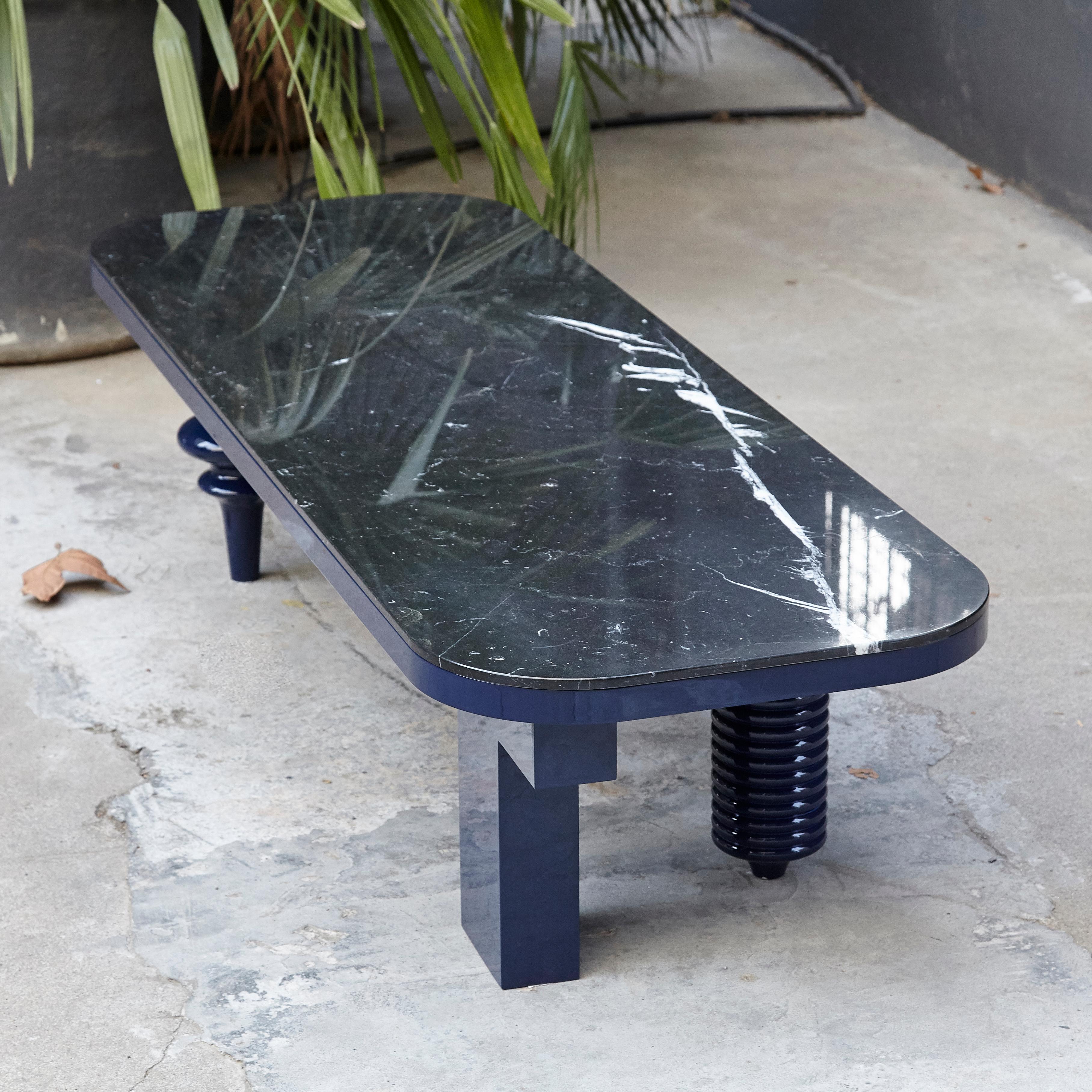 Spanish Jaime Hayon Black and Blue Marble Multileg Low Table by BD Barcelona