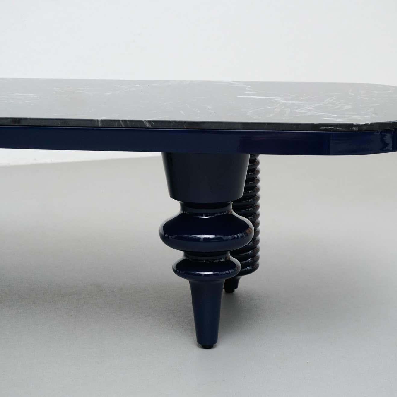 Jaime Hayon Black and Blue Marble Multileg Low Table by Bd Barcelona For Sale 4