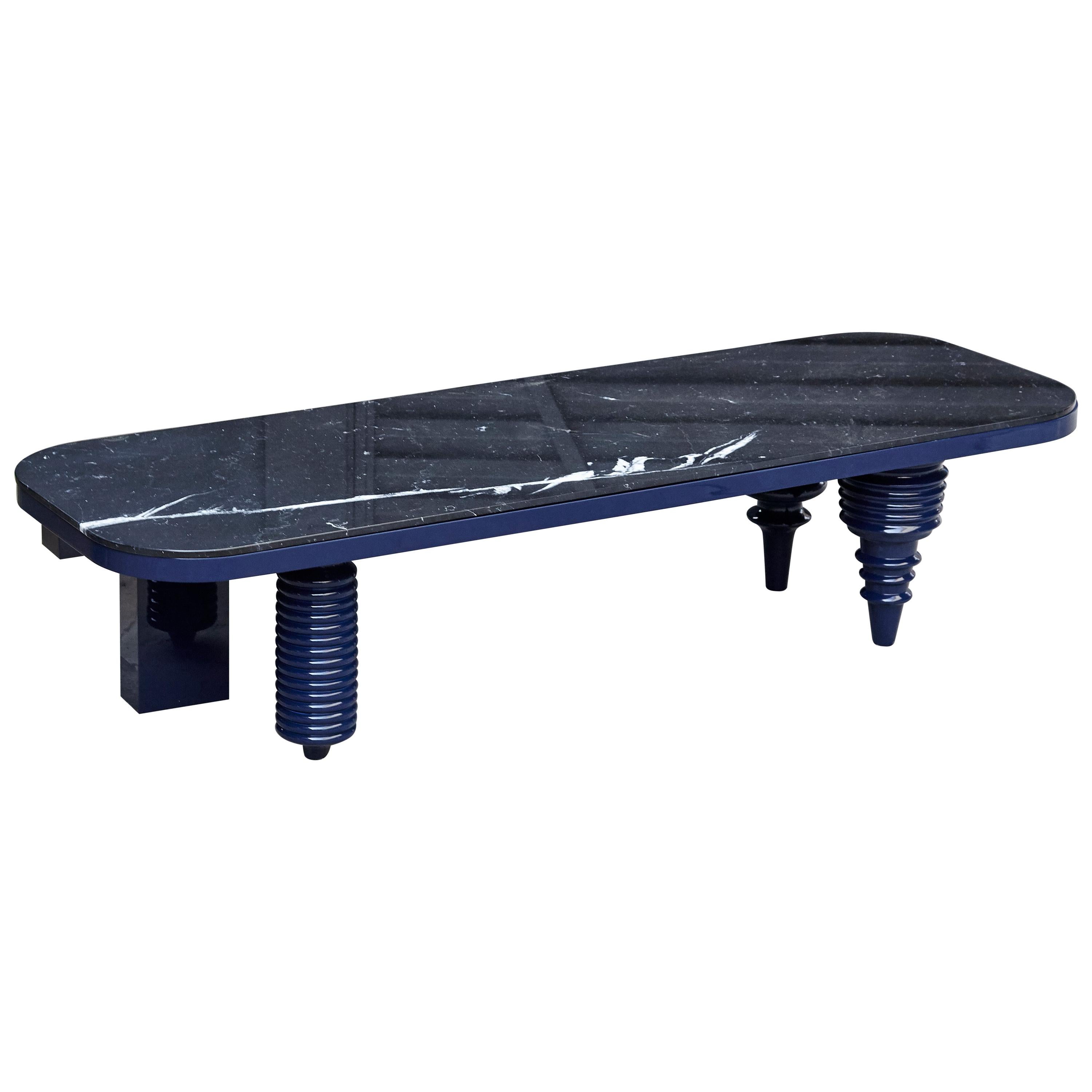 Jaime Hayon Black and Blue Marble Multileg Low Table by BD Barcelona