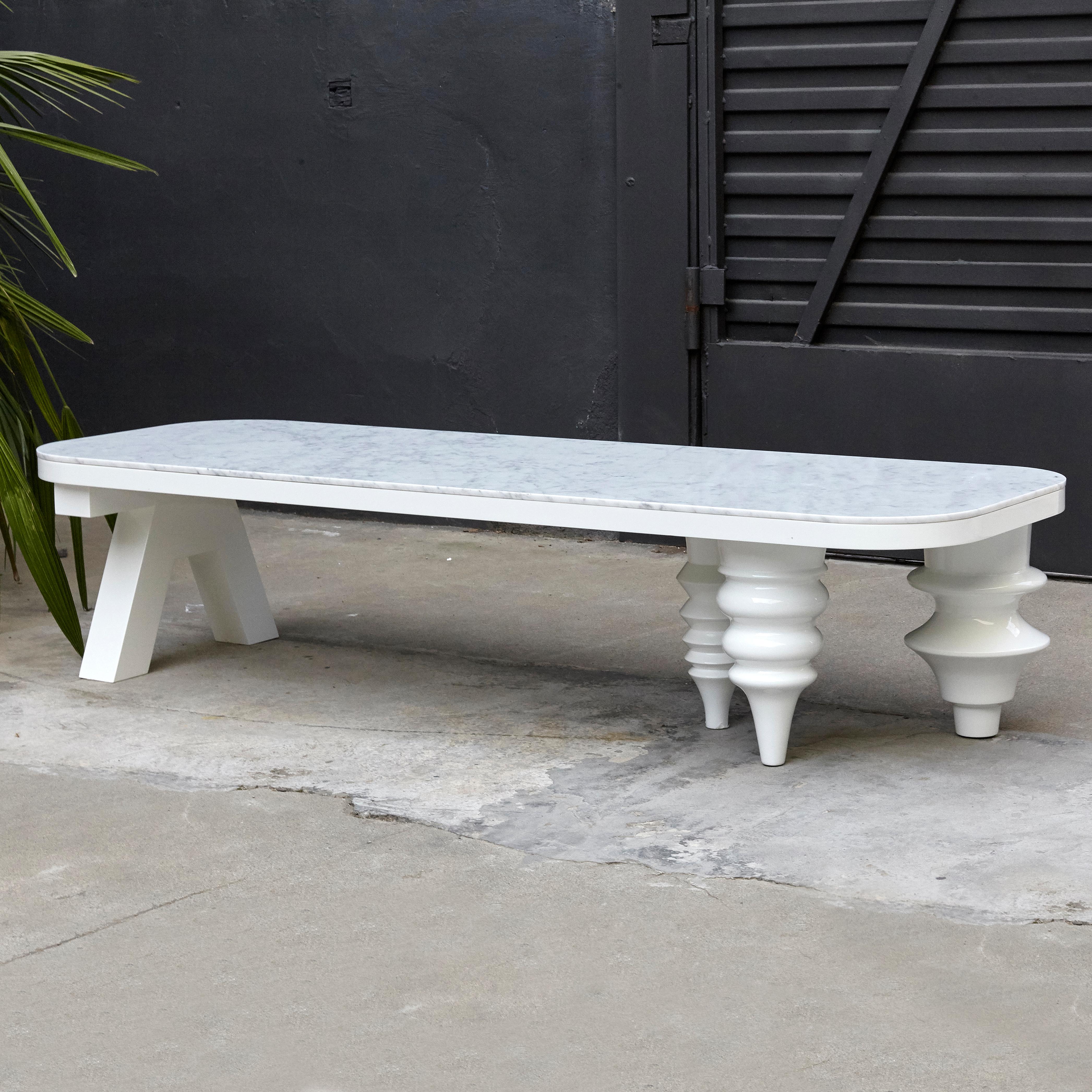Lacquered Jaime Hayon Black and White Marble Multileg Low Table by BD Barcelona