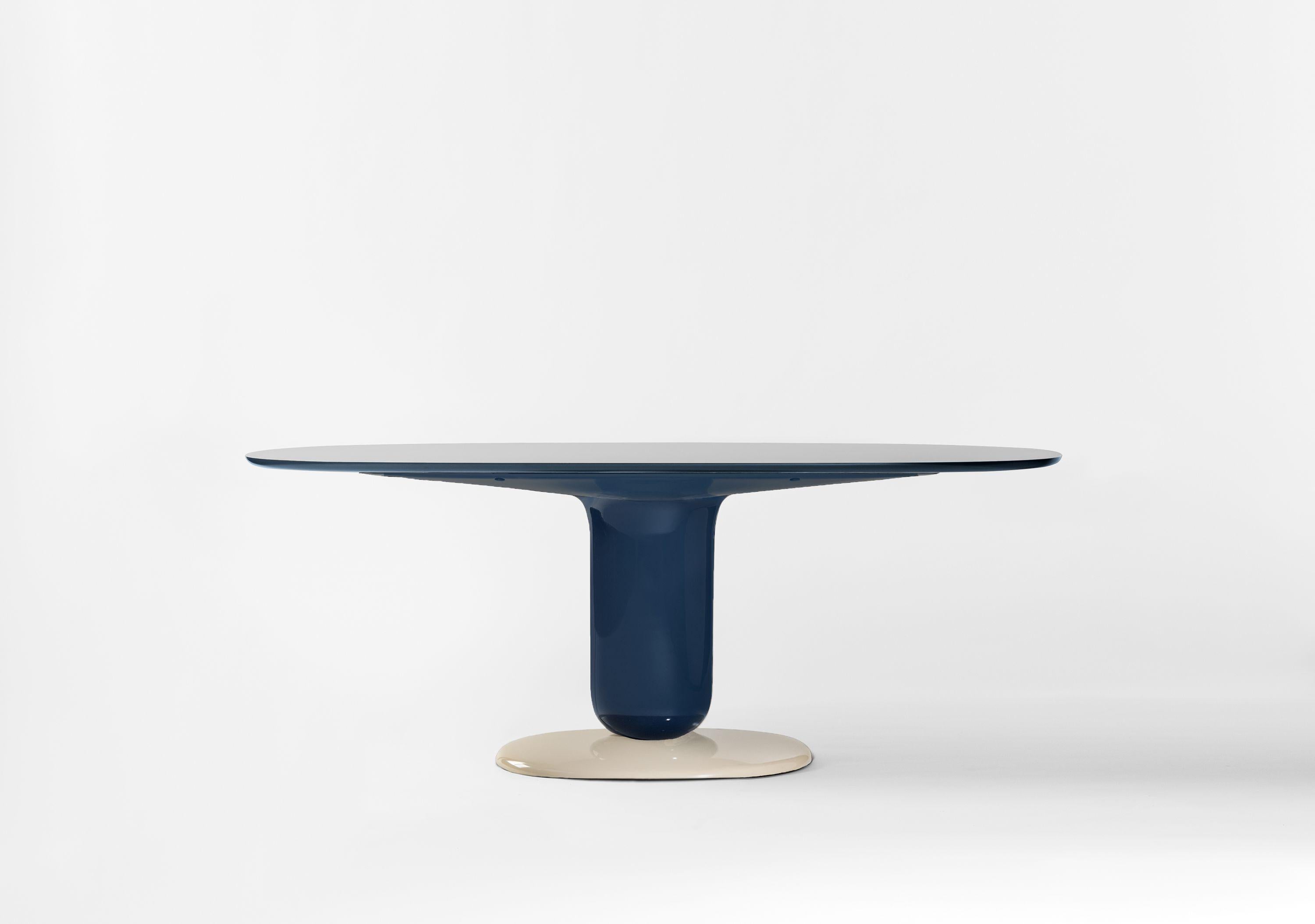 Multicolor Blue 190 dining table.

Design in 2021 by Jaime Hayon added to the Explorer collection that started in 2019.
Manufactured by BD Barcelona.

As a continuation of the playful Explorer Table series and following its elegant beauty, we