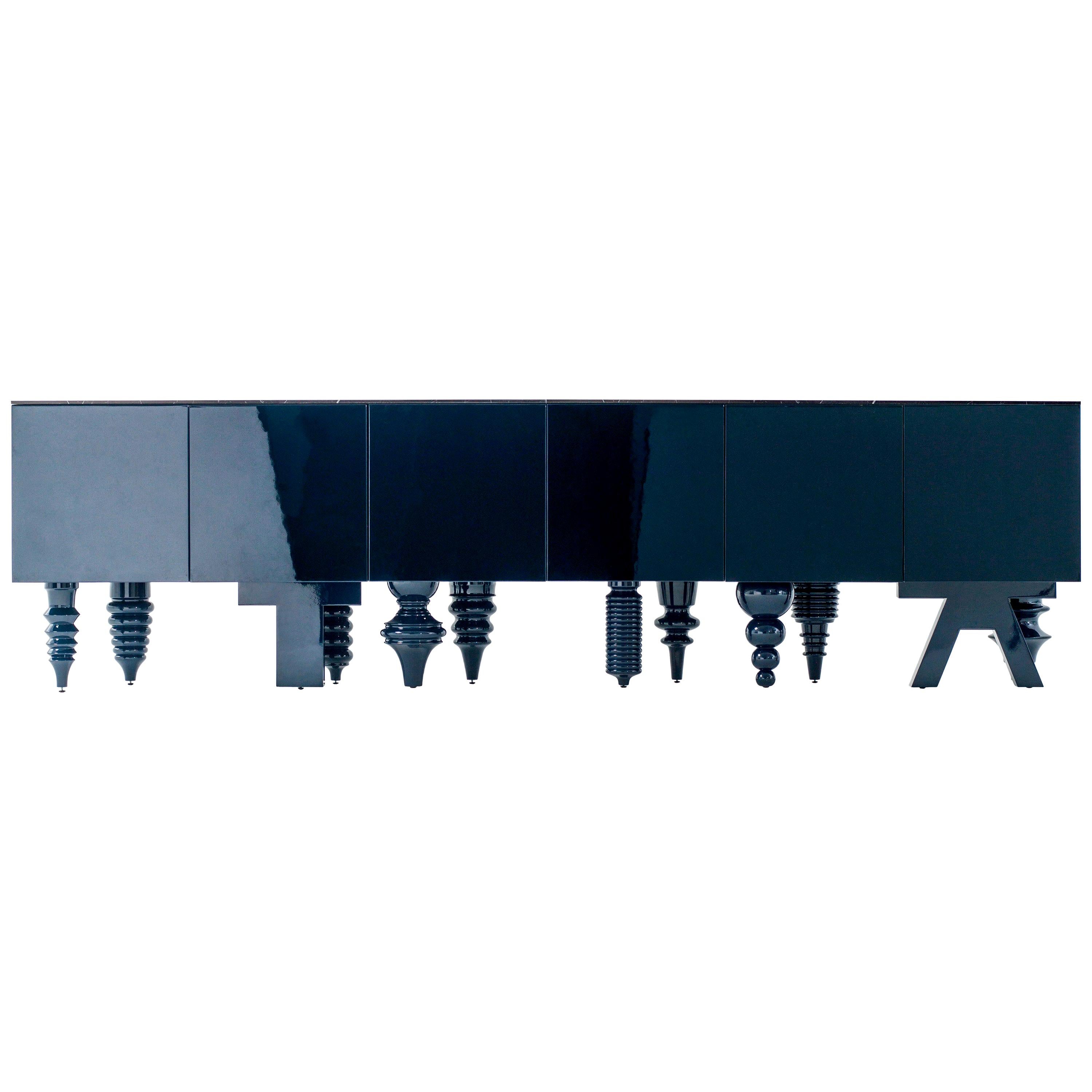 Jaime Hayon Blue Multileg Cabinet "Showtime"  Marble / MDF / Wood by BD 