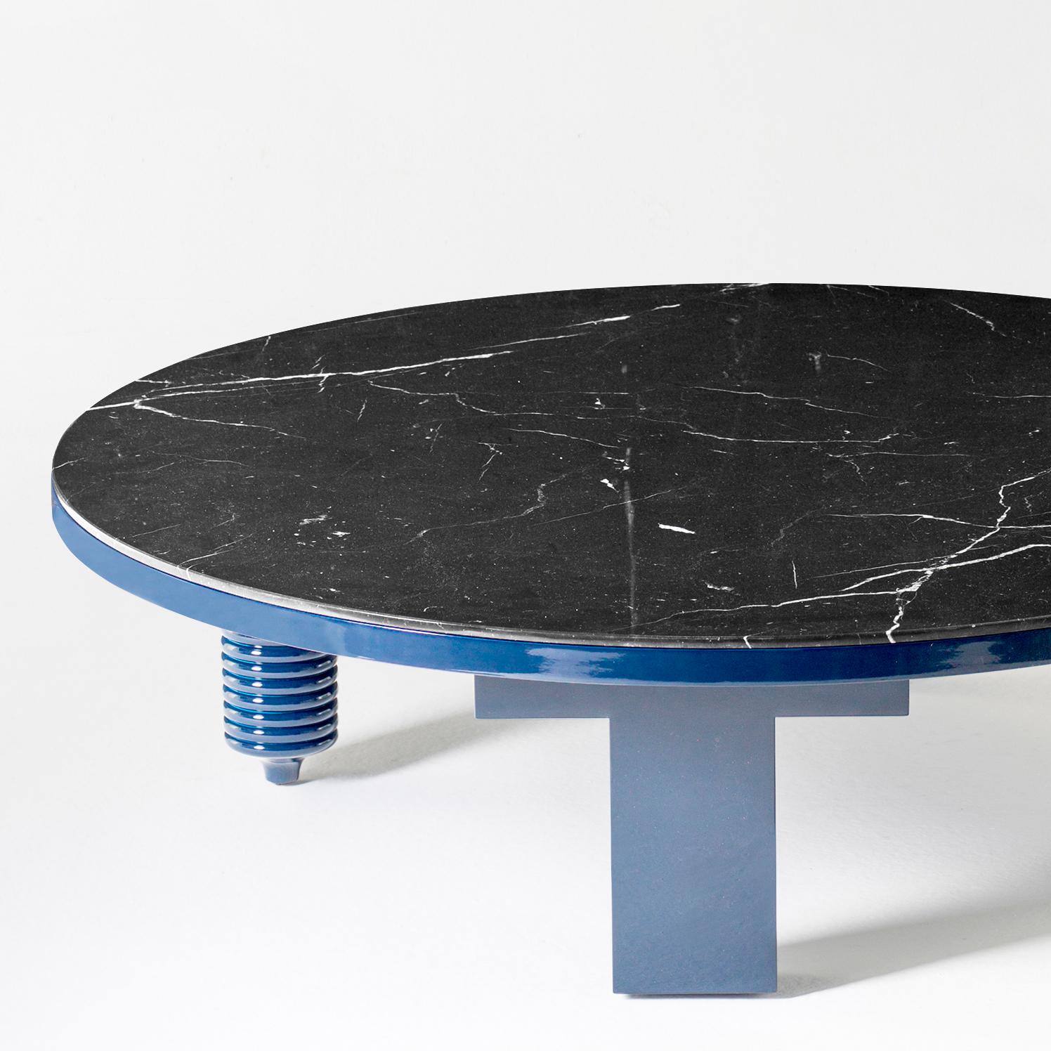 Modern Jaime Hayon Blue Rounded Black Marble Multi-Leg Low Table by BD Barcelona For Sale