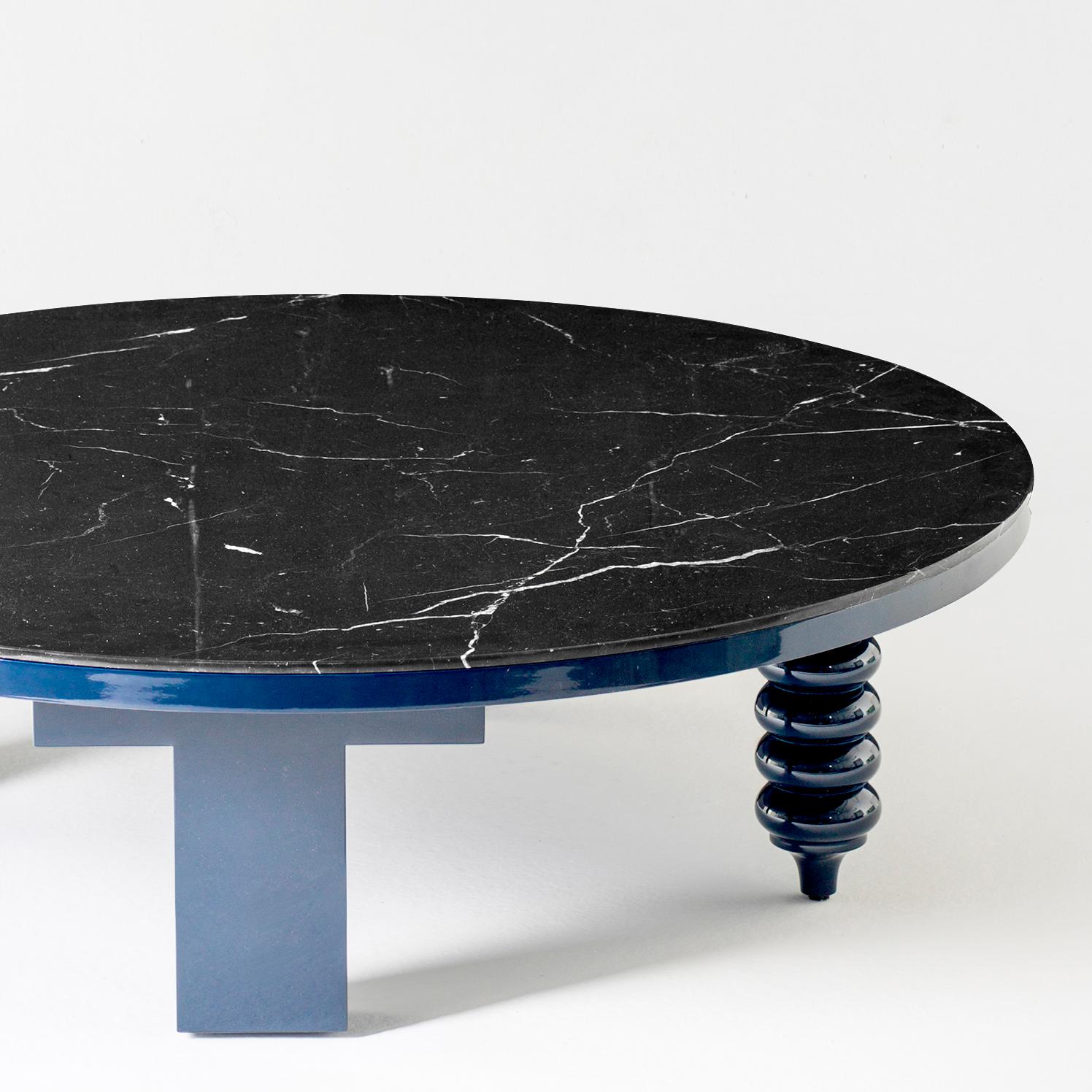 Spanish Jaime Hayon Blue Rounded Black Marble Multi-Leg Low Table by BD Barcelona For Sale