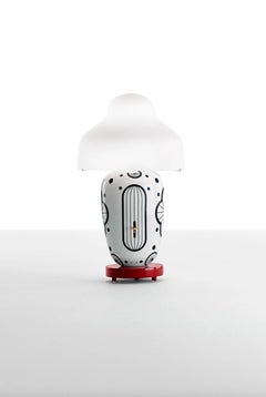 Jaime Hayon Chinoz Ming - Burgundy Base White Matte Table Lamp For Parachilna