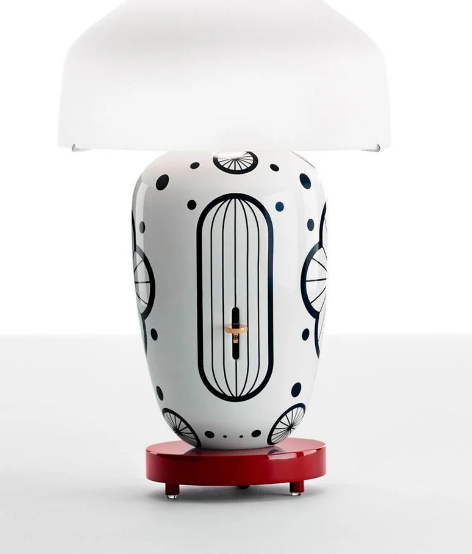 Contemporary Jaime Hayon Chinoz Ming - Burgundy Base White Matte Table Lamp For Parachilna For Sale